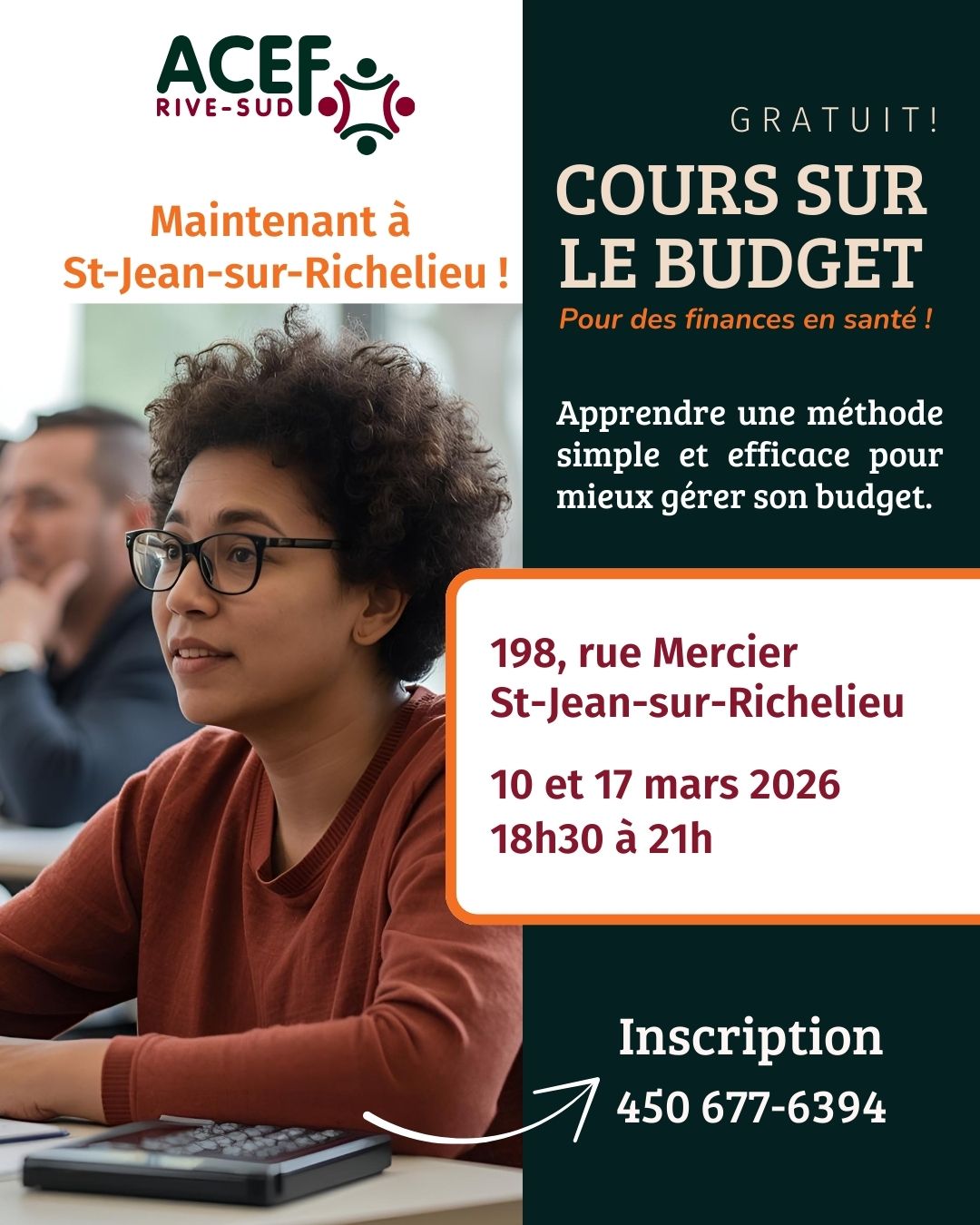 Affiche Cours sur le budget St-Jean